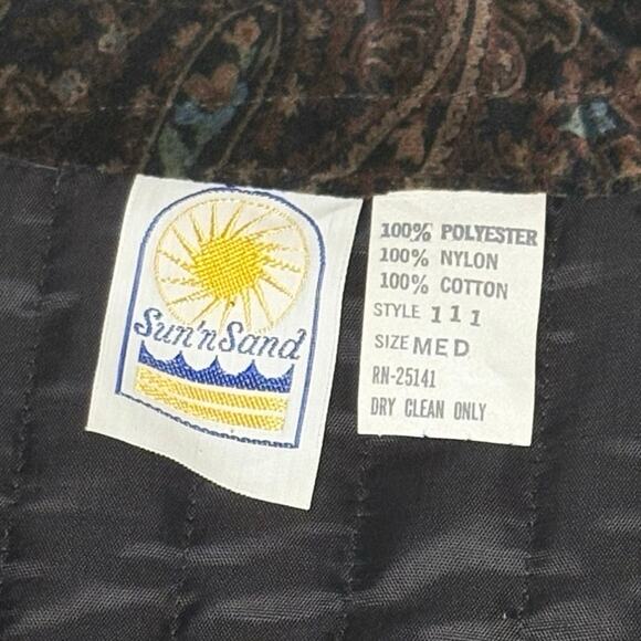 VTG Sun 'n Sand Quilted Velvet Paisley Jacket Women's M | Black | EUC - Picture 8 of 12